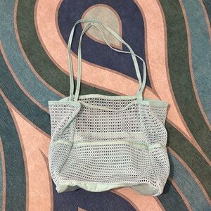 Mesh Beach Tote Bag in Light Blue